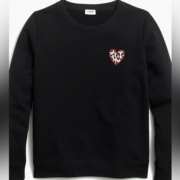 J Crew Leopard Heart Graphic Sweatshirt - Picture 1 of 7